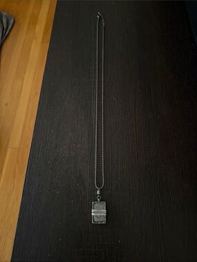 BKE Gunmetal Rectangular Pendant Necklace